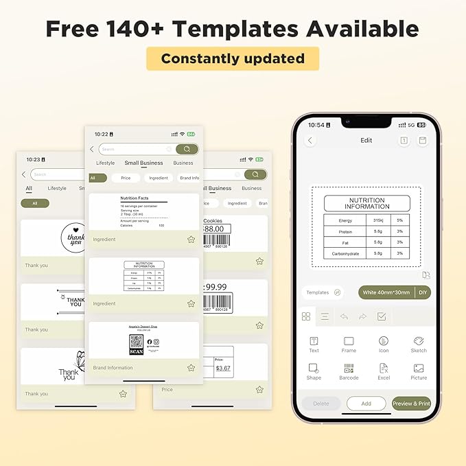 SUPVAN T50M Pro Bluetooth Label Maker Machine with 3 Tapes, Wide Waterproof Label, Versatile App with 40 Fonts and 650+ Icons, Inkless Labeler for Home, Kitchen, School, Office Organization, Black