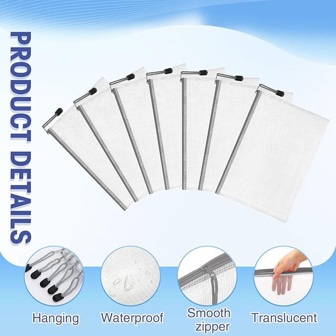 Jetec 32 Pcs Mesh Zipper Bags Toy Storage Bikini Organizer Bag Bolsas Para Guardar Trajes De Baño Waterproof Zipper Reusable Pouch Puzzle Multipurpose for Storage Office(Grey,9 x 7 Inch)
