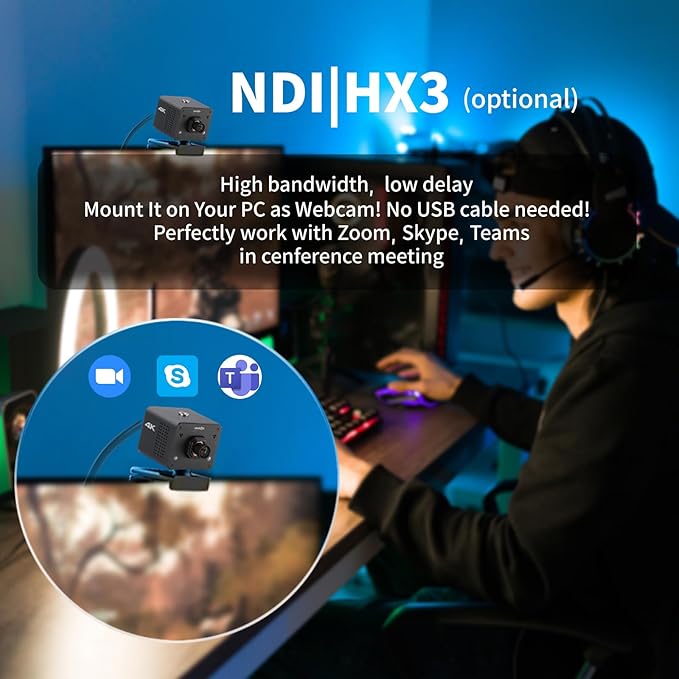 4K Native NDI|HX3 POV Box Camera PoE, Simultaneously HDMI & SDI Output, RTSP/RTMP(s)/SRT, Standalone Live Streaming to YouTube/Facebook/Twitch for Webcast, Meeting, Teaching & Gaming (M12 AF)