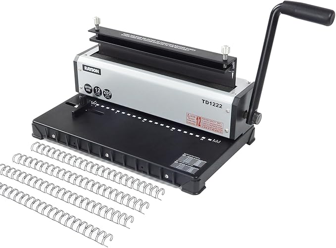 Rayson TD1222 Wire Binding Machine - 2:1 Pitch, Rectangular Holes, 220 Sheet Binding / 12 Sheet Punching Capacity