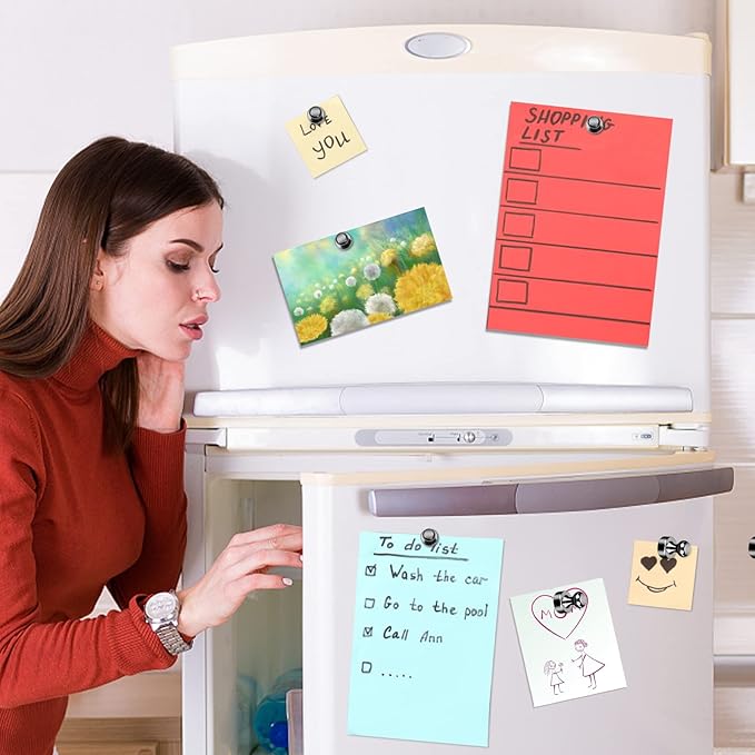 12Pack Fridge Magnets Black,Metal Refrigerator Magnet, Strong Push Pin Magnets for Whiteboard, Refrigerator, Dry Erase Board, Map, Locker Accessories, Office Accessories, Kitchen Accessories