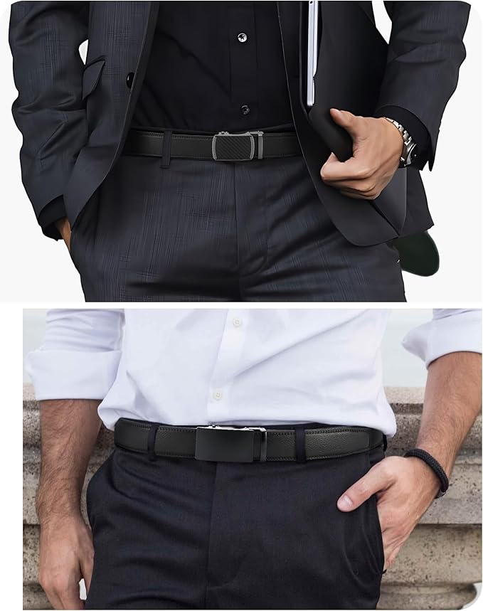 CHAOREN Leather Ratchet Belt Men 2 Pack - Customizable Fit, Effortless Style (35mm)