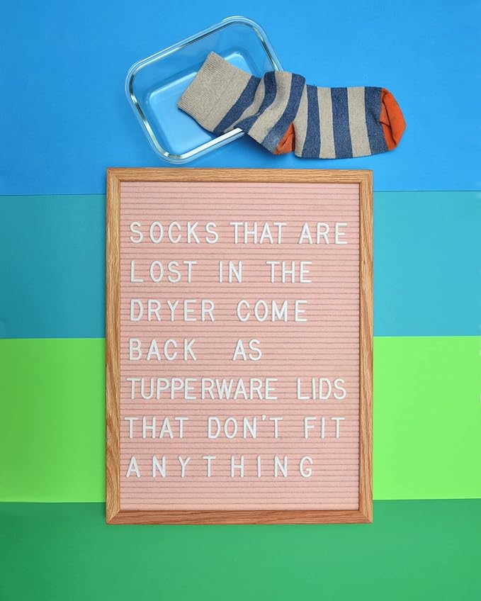 Felt Like Sharing Large Letter Board (Light Pink Felt - 12”x16”) – Changeable Message Board with 3 Sets of Felt Board Letters – Statement Wall Sign for Quotes, Home or Holiday Decor In Oak Frame