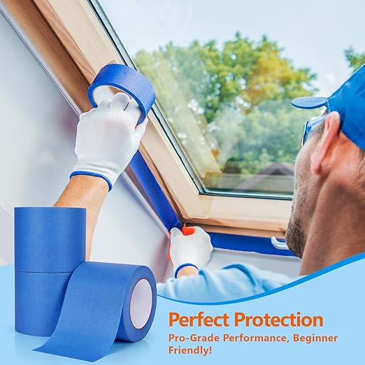 NEOACT 3 Rolls Blue Painters Tape - 4 Inch x 55 Yards Painters Tape,Multi-Surface No Residue Masking Tape for Painting,Home Improvement,Automotive,DIY Craft Arts