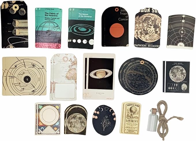 200 Pieces Vintage Ephemera Scrapbooking Supplies Pack Scrapbook Paper Sticker Material Pack for Art Journaling Bullet Journals Planners Collage Decoupage Crafter Gifts (Planet)