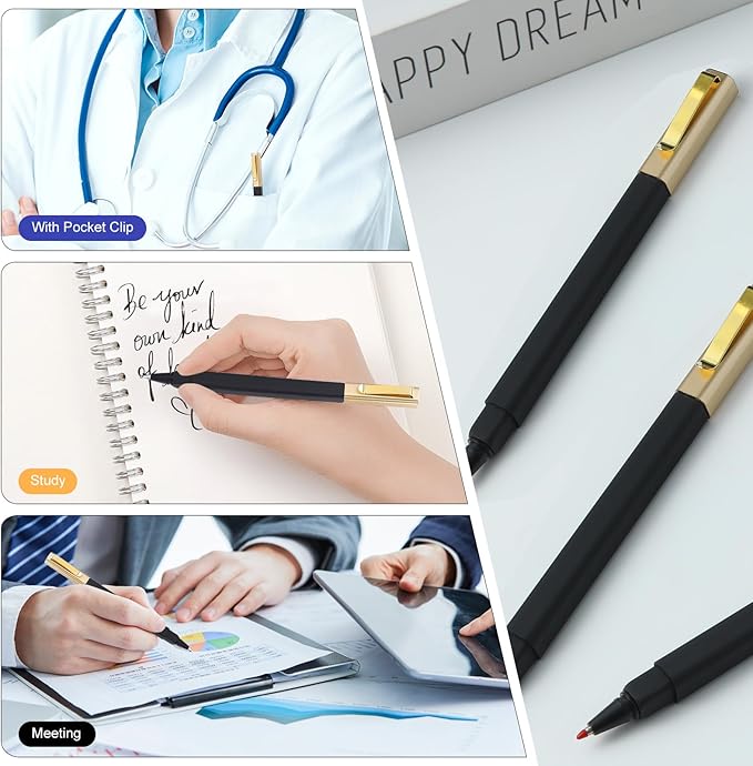 36 Pack Gel Pens Black 0.5mm Medium Point Black Gel Ink Pens with Cap Quick Drying Ballpoint Pen Smooth Writing Fine Point Pen for Journaling School Office Supplies