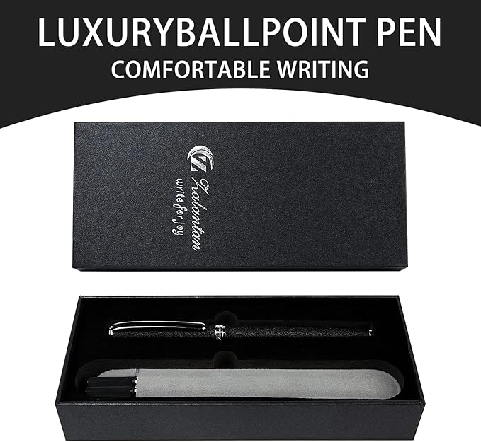 Nice pens,luxury pen with cace,fancy pens Ballpoint Pen Smooth writing experience stylish design effortless writing executive pen-Gift Box with 0.5mm Black 2 Extra Refill (Black)