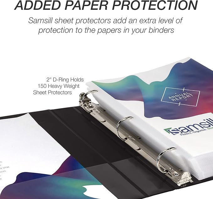 Samsill Durable 2 inch 3 Ring Binder, Made in USA, D Ring Binder, FSC 100% Recycled Chipboard, Black, 12 Pack