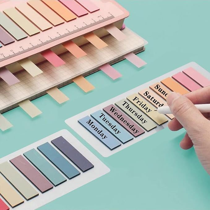 ELII 1600pcsTabs Page Markers Morandi Sticky Index Tabs,Transparent Sticky Notes Book Markers Tabs Label Stickers Index Tabs for Reading Notes, Classify File