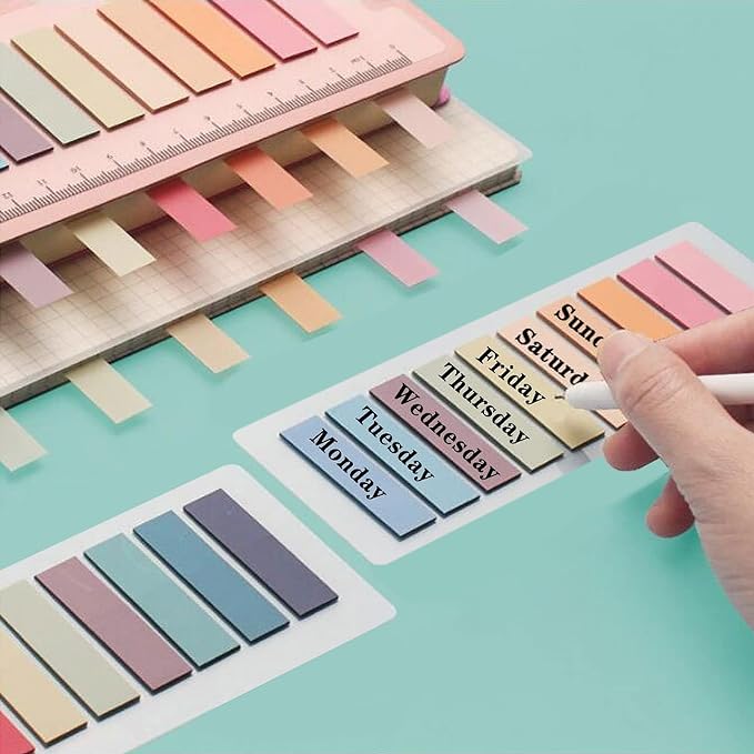ELII 1600pcsTabs Page Markers Morandi Sticky Index Tabs,Transparent Sticky Notes Book Markers Tabs Label Stickers Index Tabs for Reading Notes, Classify File