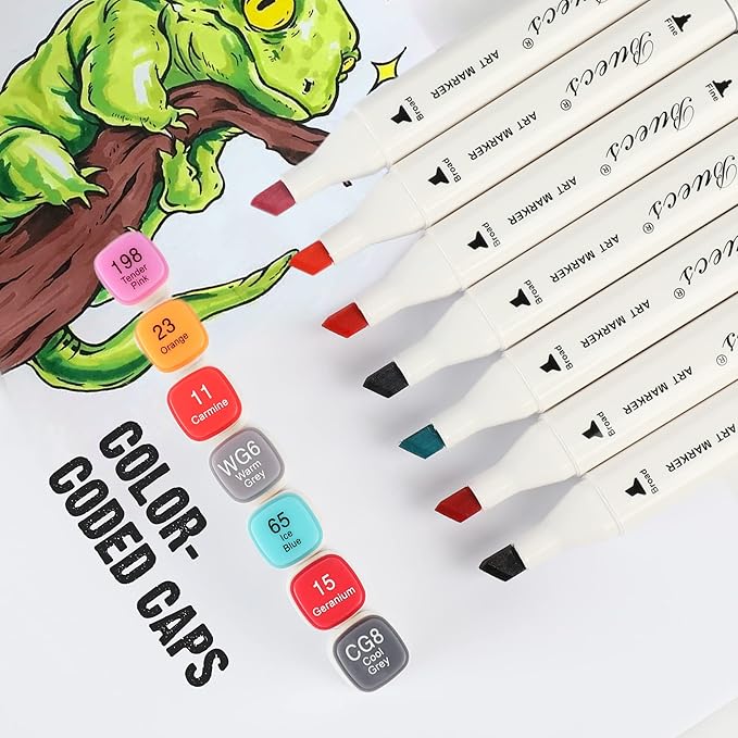 Alcohol Markers: Double Tipped Art Marker, 60 Count, suitable for Adults Artists Painting, Coloring Drawing Sketching, Multicolor