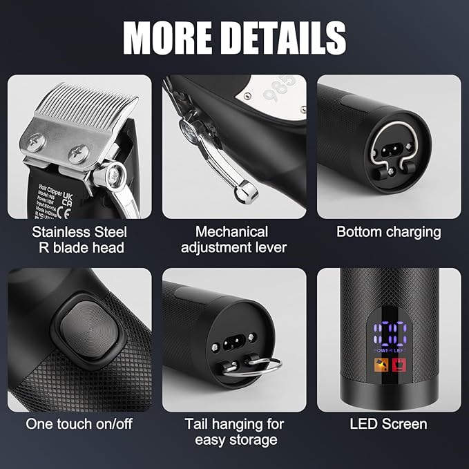 RESUXI Hair Clipper for Men T Blade Zero Gapped Nose Hair Trimmer Set, Professional Cordless Barber Clippers Hair Cutting Machine Haircut Grooming Kit,Black