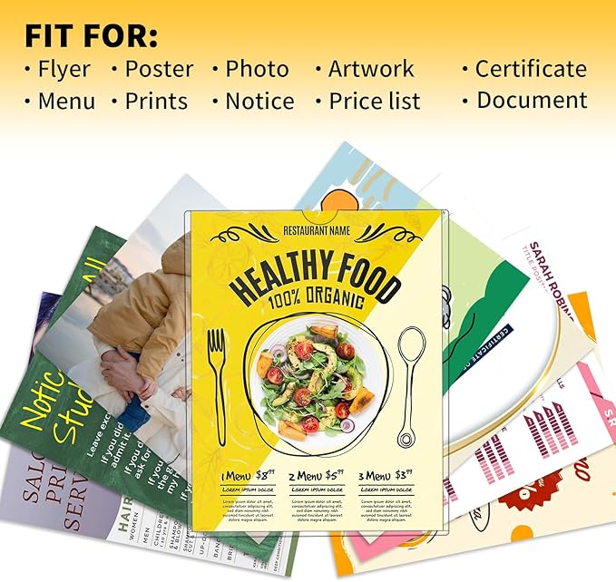 Magnetic Sign Holder - 8.5x11 Wall Sign Holder - Rigid Plastic Sign Holder with Magnet Strips and Adhesive Strips - Magnetic Display Frame Door Sign Holder for Poster Document