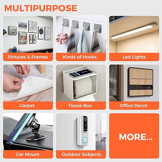 Strong Double Sided Tape Heavy Duty Double Sided Tape for Walls, Clear & Tough Double Sided Mounting Nano Tape, Removable Adhesive Wall Tape for Hanging Picture, Poster, Carpet (20FT)