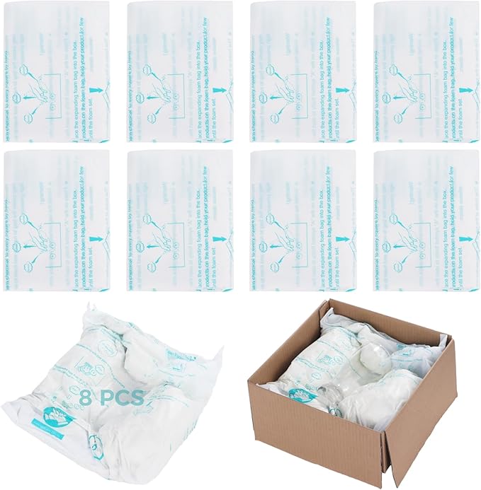 Foam Bags For Shipping 8 PCS 20×24 Inch, Handy Temperature-Activated Expanding Pouches, Instant Pack Quick Packaging - Protective Parcel Solution