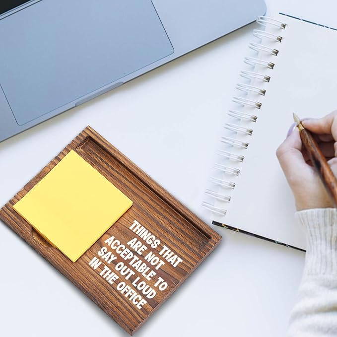 Funny Office Sticky Note Holder, Things That are Not Acceptable to Say Out Loud in The Office, Work Desk Organizer with Humor, Coworker Gift, Boss Appreciation, Workplace Gag Gift EDP120