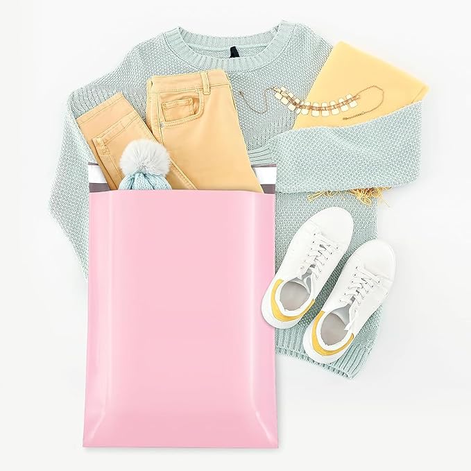 Fuxury 400 Pcs Poly Mailers 14.5x19 Inch, Bulk Shipping Bags for Clothing, Strong Adhesive Shipping Envelopes for Small Business Suppliers,Waterproof Mailers Poly Bags Mailing Envelopes Light Pink