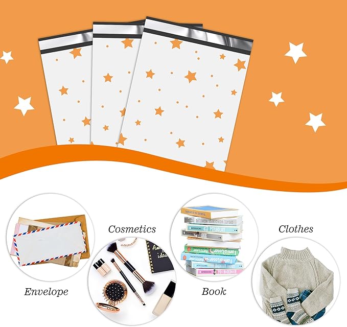 Thank You Poly Mailers 6x9 Inch 100 Pcs - Pentagram printed Shipping Bags, 2.4mil Thickness, Waterproof and Tear Resistant Mailing Envelopes, Self-Sealing Packaging Bags for Small Business