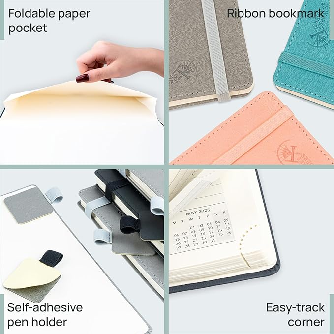 POPRUN Planner 2025-2026 (Large - 8.5'' x 10.5'') Academic Weekly Calendar (July 2025 - June 2026) with Hourly Time Slots, Monthly Tabs, 100GSM Thick Papers, Leather Soft Cover - Grey