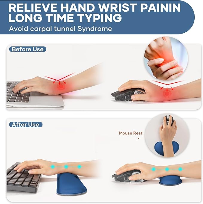 Office Ergonomic Memory Foam Computer Mouse and Keyboard Wrist Rest pad Support Carpal Tunnel, Wrist Rest for Keyboard and Mouse, Wrist Support Set