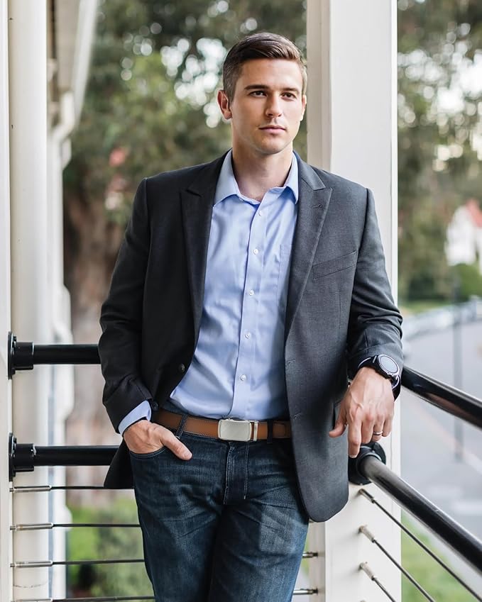 CHAOREN Mens Belt Leather Ratchet Belt - Customizable Fit, Effortless Style (35mm)