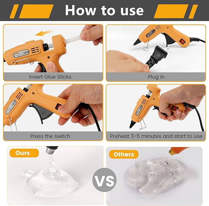 Mulwark Hot Glue Gun and Sticks Set - High-Temp Mini Glue Gun with 30 Glue Sticks - Perfect for DIY Crafts, Repairs, Home, Office & School Projects - 20W Premium Mini Hot Glue Gun