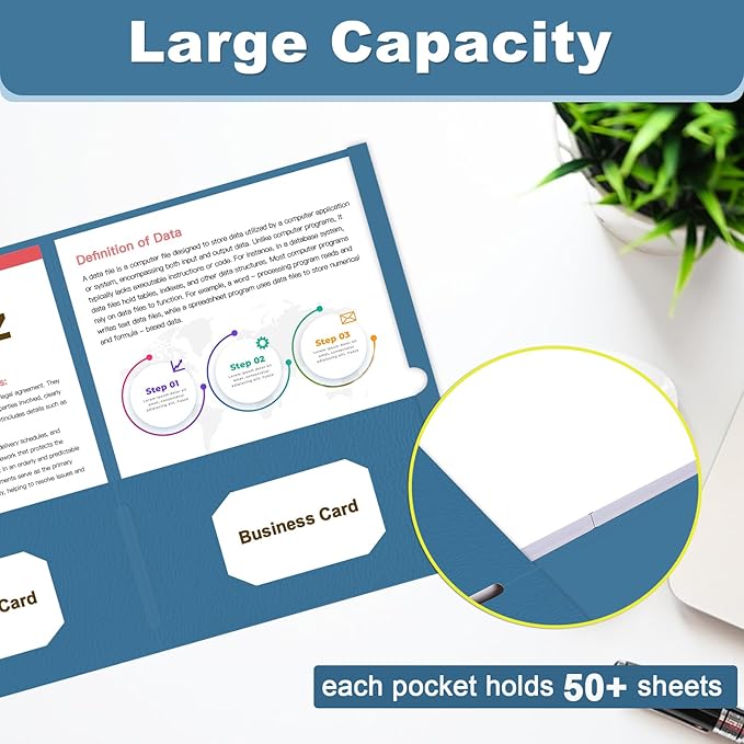 Folders with Pockets, LAYZZ 60 Pack Paper Pocket Folders, 2 Pocket File folders Fits Letter Size Paper, for School Office and Home (Blue)