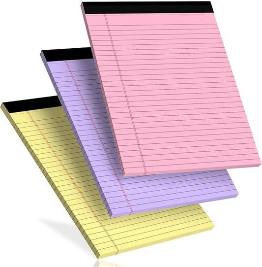 3 pcs Legal Pads 8.5 x 11 Note Pads, Colored Legal Notepads 8.5 x 11, Notebook Wide Ruled Paper, Micro Perforated Writing Pad, Pad of Paper for Office Home School, 30 Sheets/Pack