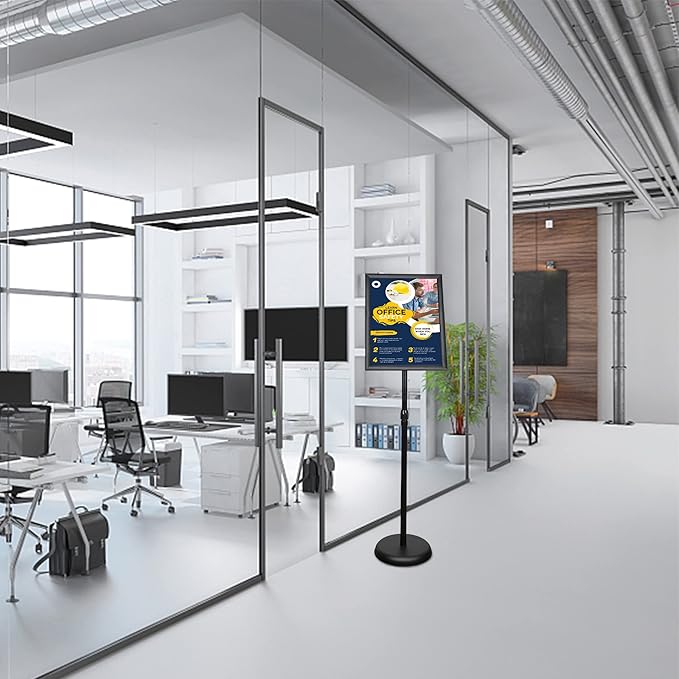 6Packs Pedestal Poster Sign Stand, Adjustable Aluminum Snap Open Frame Sign Holder Poster Stand 11x17 Inch for Vertical/Horizontal Display, Black