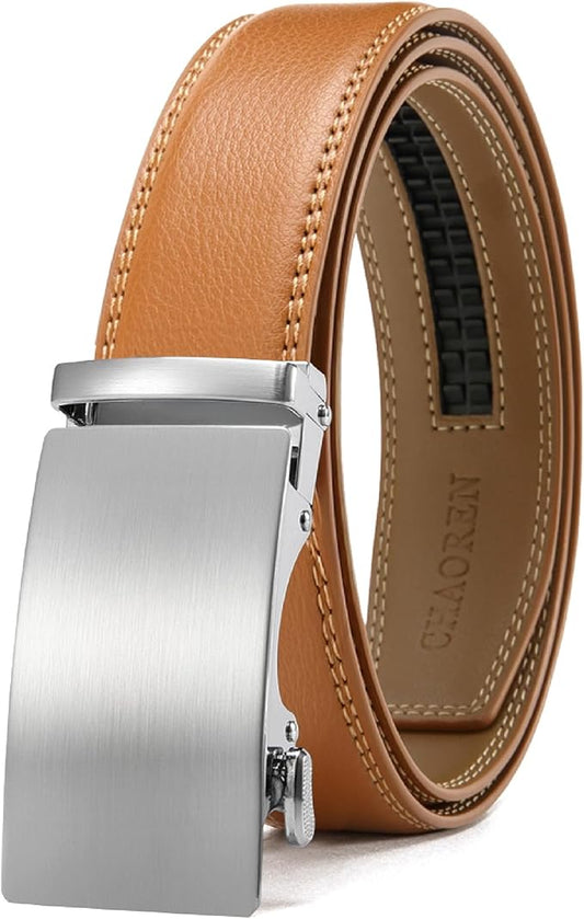 CHAOREN Mens Belt - Mens Ratchet Belt Leather 1 3/8" for Dress Pant - Micro Adjustable Belt Fit Everywhere