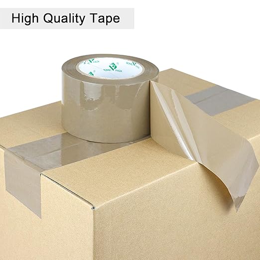 BOMEI PACK 3 inch Brown Packing Tape, 6 Refills Rolls Wide Packaging Tape for Moving, Shipping and Storage, 2.4 Mil x 110 Yards