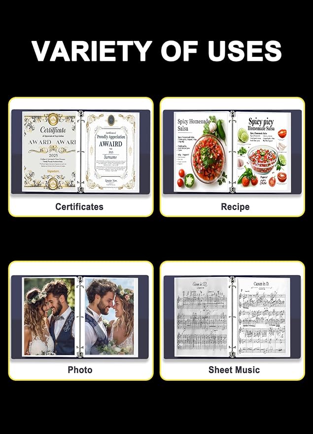 Sheet Protectors 8.5 x11 Inch, 100 Pack Page Protectors for 3 Ring Binder, Top Loading Plastic Sleeves with Reinforced 3-Hole Punch for Binders, Letter Size, for Documents and Photos, Office Supplies.