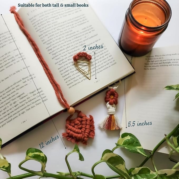 Set of 3 Whimsical Bookmark | Book tabs Classroom Must Haves Crochet Flower Bookmark Paper Clips Bullet Journal Tassels for Bookmarks Cute Things Teacher Must Haves