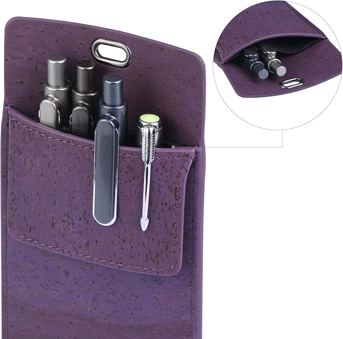 Premium Portuguese Cork Pocket Protector for Men | Multi-Use Pocket Protectors for Shirts and Lab Coats | For Pen, Pencils, Pointers, and More | 1 Pack Purple Pocket Organizer Protector