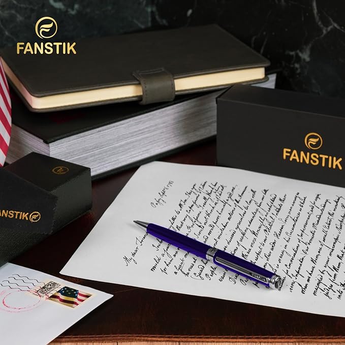 Customized Blue Luxury ballpoint pen (Made In USA) fancy gift set for women, Chrome Finish, Professional executive pen gift set for men (Lux Custom-BallPoint Blue)