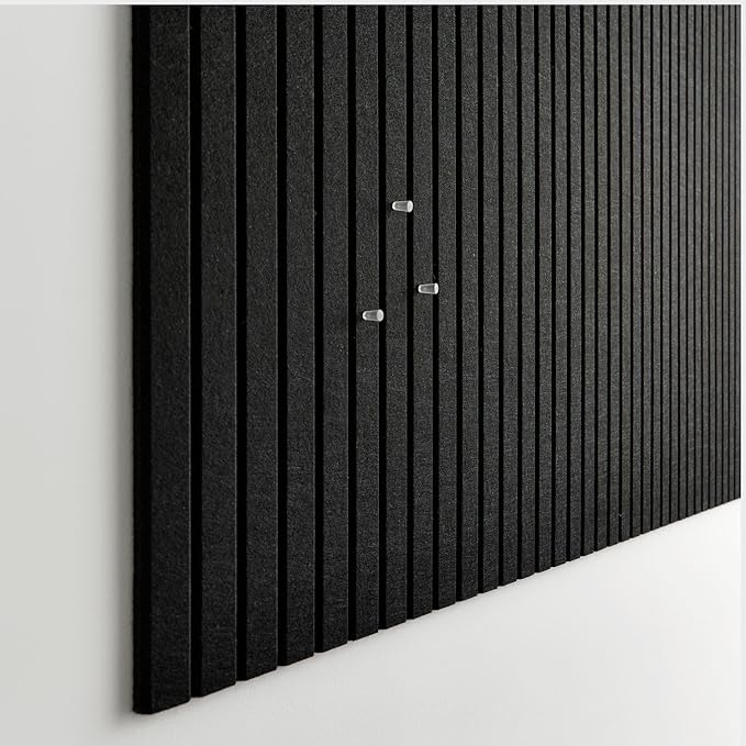 Large Cork Boards for Walls Black Felt Board Alternative - Slat Wall Paneling, Felt Bulletin Board Tiles for Office Decor, Push pin Board Office Wall Organizer -12-Pack (Black)