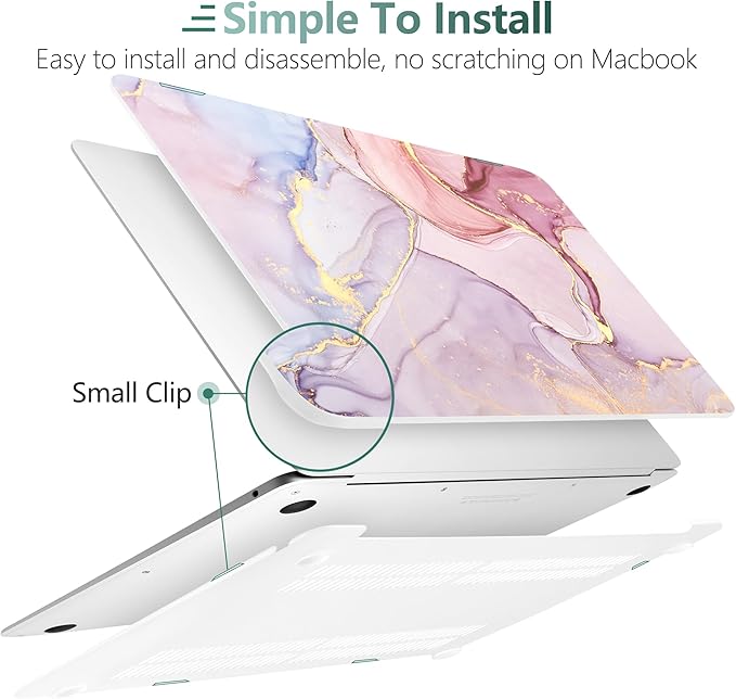 DONGKE Compatible with MacBook Air 13 inch Case 2021 2020 2019 2018 Release A2337 M1 A2179 A1932 with Retina Display & Touch ID, Plastic Hard Shell & Keyboard Cover - Marble