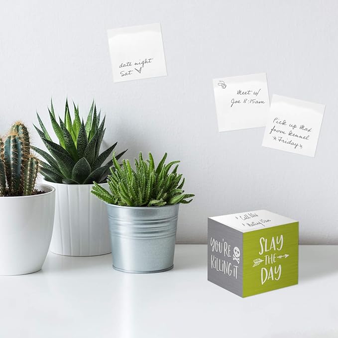 Motivational Sticky Note Cube / 600 Sheets / 2.75" Memo Block Printed on 4 Sides/Bright Empowering Messages