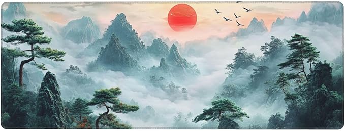 Japanese Desk Mat Large Gaming Japanese Mouse Pad Game Controller Extended Mousepad Big in Laptop Computer Mouse Keyboard Mat for Office Desk Decor 31.5x12 in