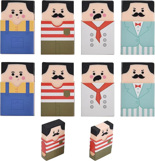 8Pcs Bald Guy Erasers, Erasers That Go Bald, Rub Get Bald Head Erasers, Fun Balding Man Erasers for School Classroom Rewards Party Favors