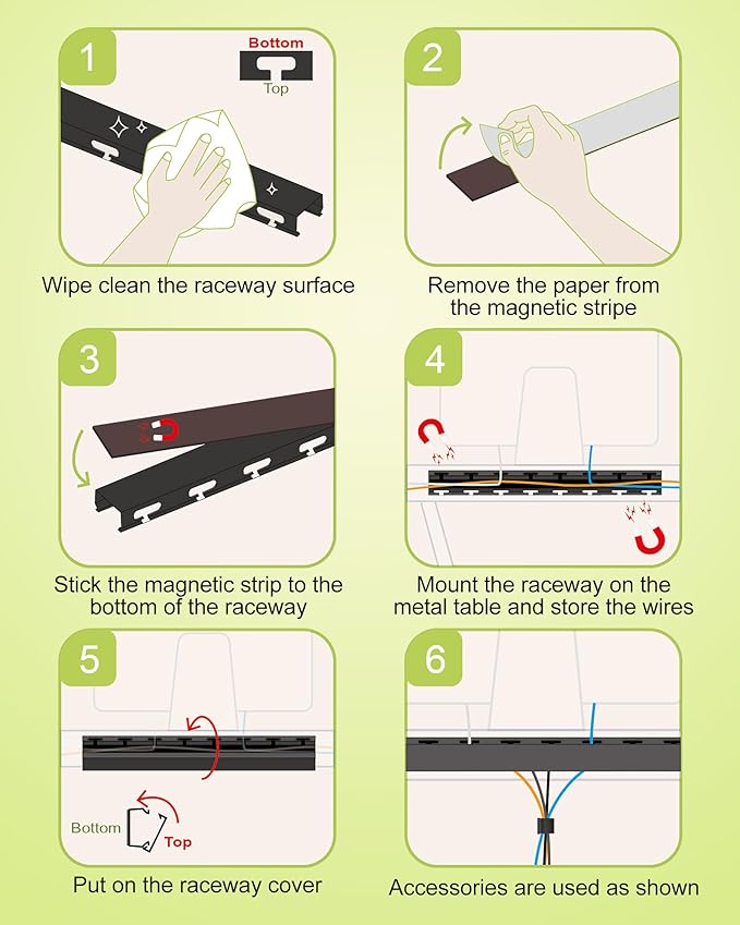 Magnetic Cable Management Channel for Desk,15.4 Inch Updated Open Slot Cord Organizer Cable Raceway,Cable Hider Cord Management Under Desk,Wire Hider Cover for Home Office