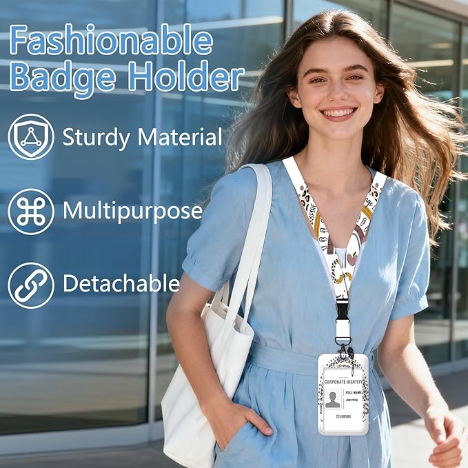 Teacher Lanyards for ID Badges, ID Badge Holder Retractable Lanyard, Rainbow ID Holder with Badge Reel Clips, Keychain Name Tag ID Card Holder Work Women Doctor Office