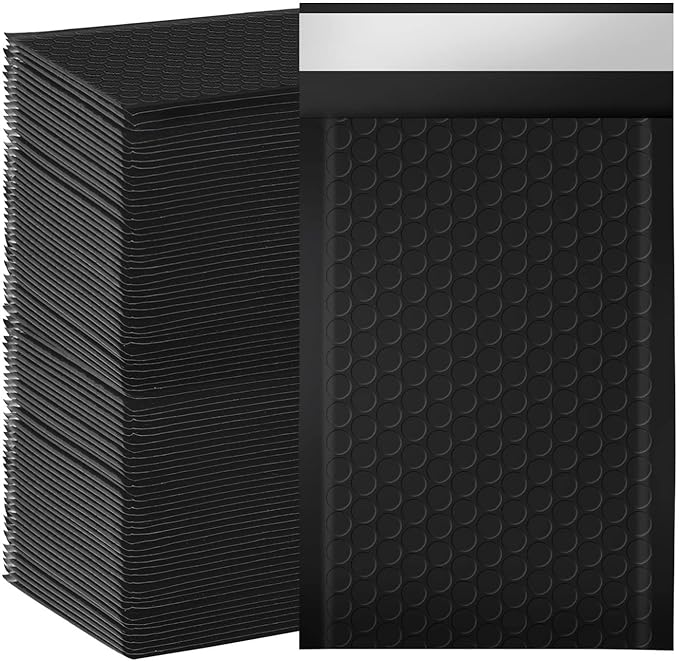 packbabol Bubble Mailers, 4x7 Inch Poly Padded Bubble Mailers Pack of 100 Bubble Envelopes Opaque Self Seal Adhesive Waterproof Bags for Shipping and Packaging(Black,4x7-100Pc)