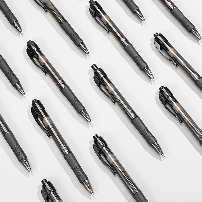 deegtran Pens Bulk, 100 Pack No Bleed Black Ink Click Pens with Soft Grip, Wholesale Retractable Ballpoint Pens for Office School, Medium Point Smooth 1.0MM