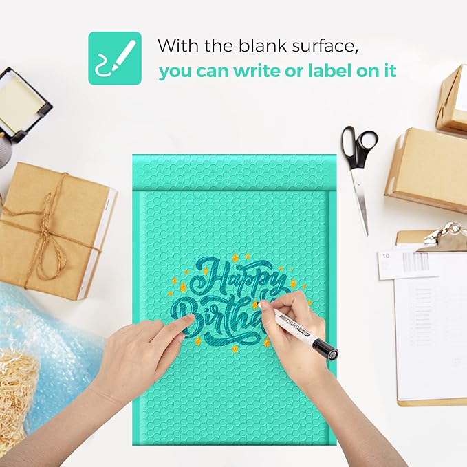 Fuxury Bubble Mailers 10.5x16 Inch 25 Pack Self Seal Padded Envelopes Large Shipping Envelopes Waterproof Padded Mailers Bubble Bags for Mailing, Packaging, Small Business, Teal #5