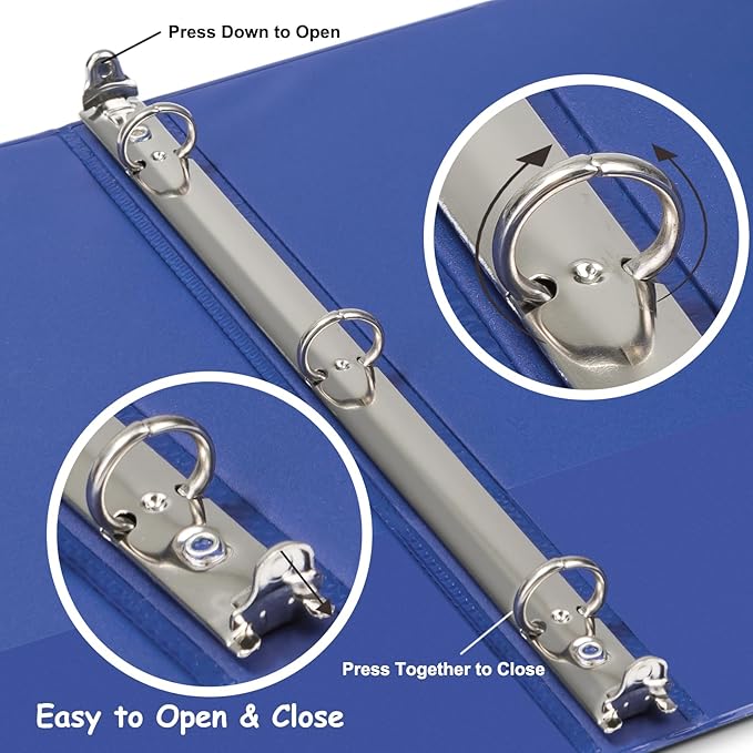 COMIX 3 Ring Binder 1/2 inch with Clear View Cover, 0.5" View Binder Holds 100 Sheets of US Letter Size Paper, 6 Pack (Dark Blue)