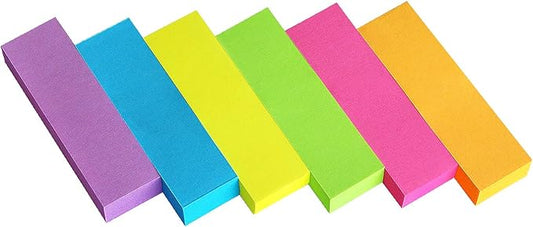 Eastern Wolf 30 Pads 0.5x1.8 Sticky Notes Flags Tabs Page Markers 6 Bright Color Sticky Index Tabs Page Flags 80 Sheet/Pad