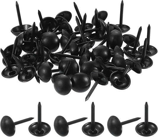 uxcell 50 Pcs Upholstery Tacks, 7 x 13mm Round Head Upholstery Nails Pins Vintage Decorative Furniture Tacks for Chairs Sofas Beds DIY Project, Black