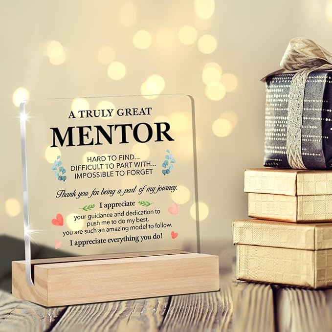 Thank You Mentor Gifts a Truly Great Mentor Clear Desk Decorative Sign Mentor Appreciation Gift for Birthday Retirement Leaving Acrylic Sign with Stand Table Plaque Sign Keepsake