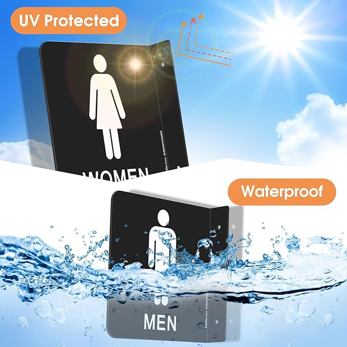 Faittoo Restroom Sign, Bathroom Signs, (4 Pack) 6 x 6 Inches Acrylic Sign, for Office or Business Bathroom and Toilet Door or Wall Decor, Indoor Outdoor Use (Men and women Set)